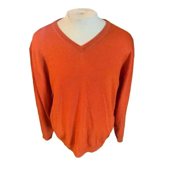Linea Uomo lightweight v neck sweater orange XL - Picture 3 of 5